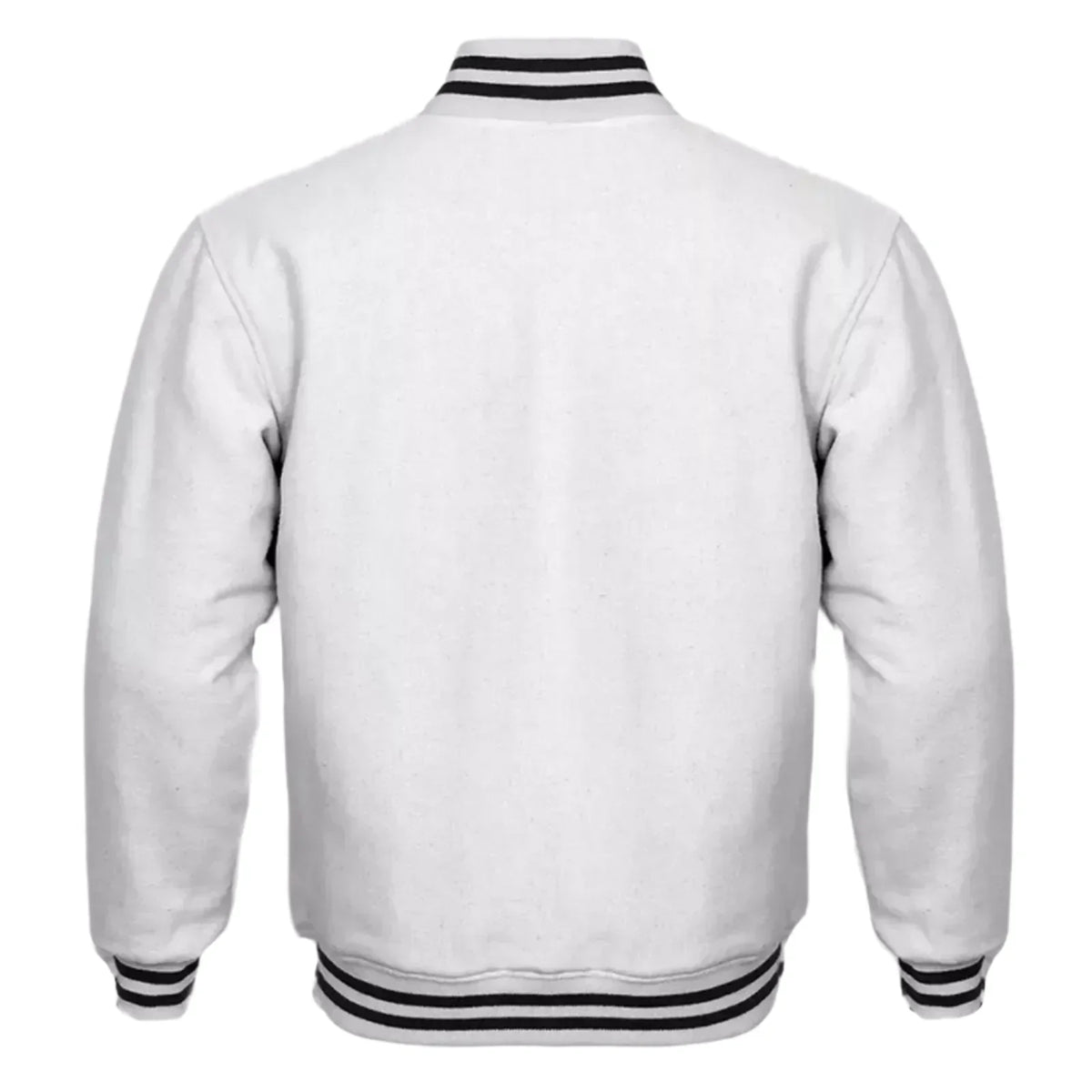 Varsity Classic Retro Letterman Baseball All Wool Solid White Jacket