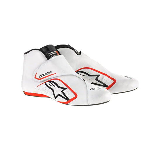 White Yuki Tsunoda 2020 F1 Race shoes with red accents and a logo on a white background