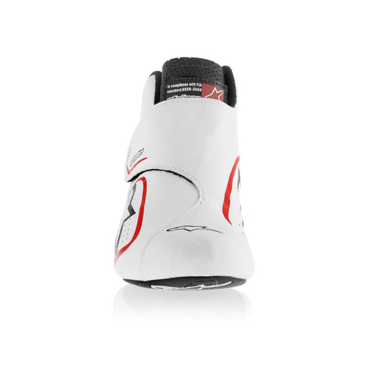 White high-top Yuki Tsunoda 2020 F1 Race shoes with red accents on a white background