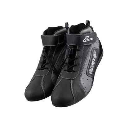 Black and gray high-top ZK-20 Kart Racing shoes with a brand logo on a white background