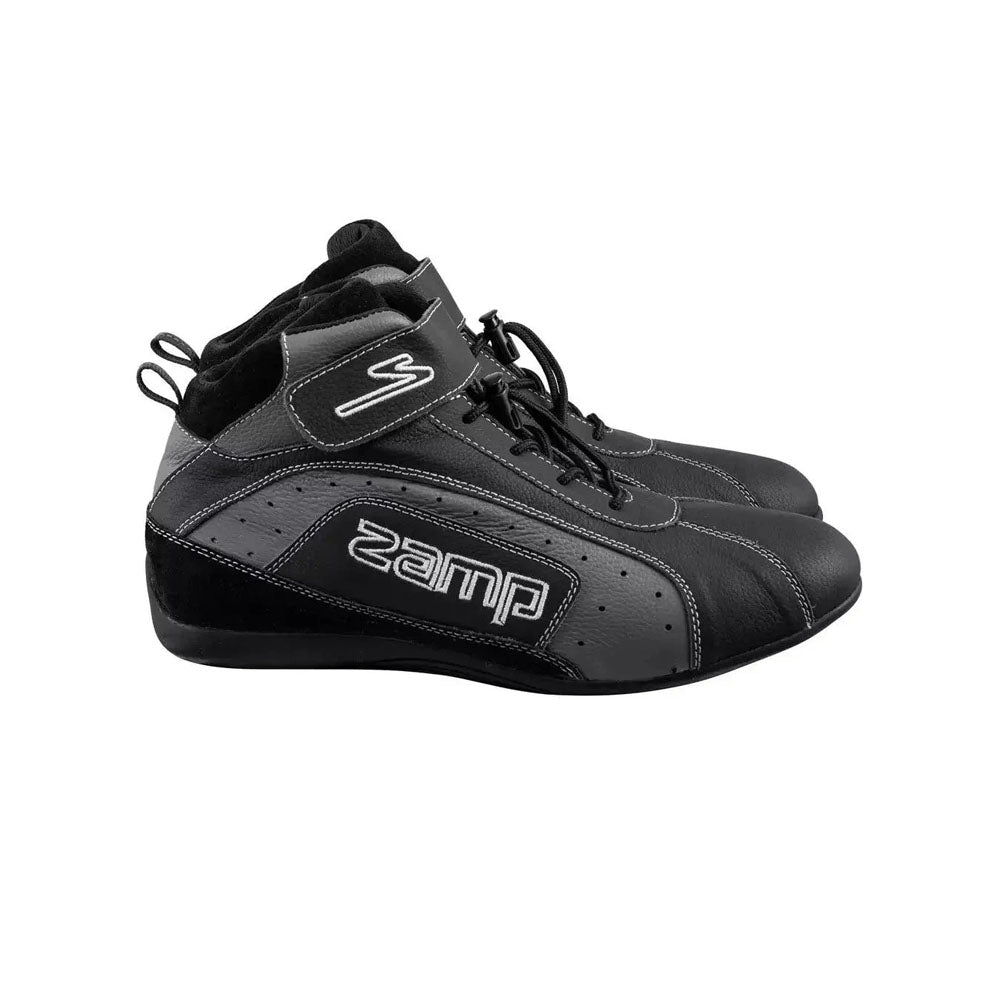 Black ZK-20 Kart Racing shoes with 'Zamp' branding on a white background