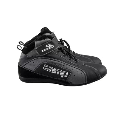 Black ZK-20 Kart Racing shoes with 'Zamp' branding on a white background