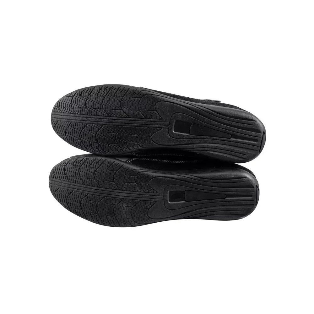 Pair of black ZK-20 Kart Racing shoes on a white background