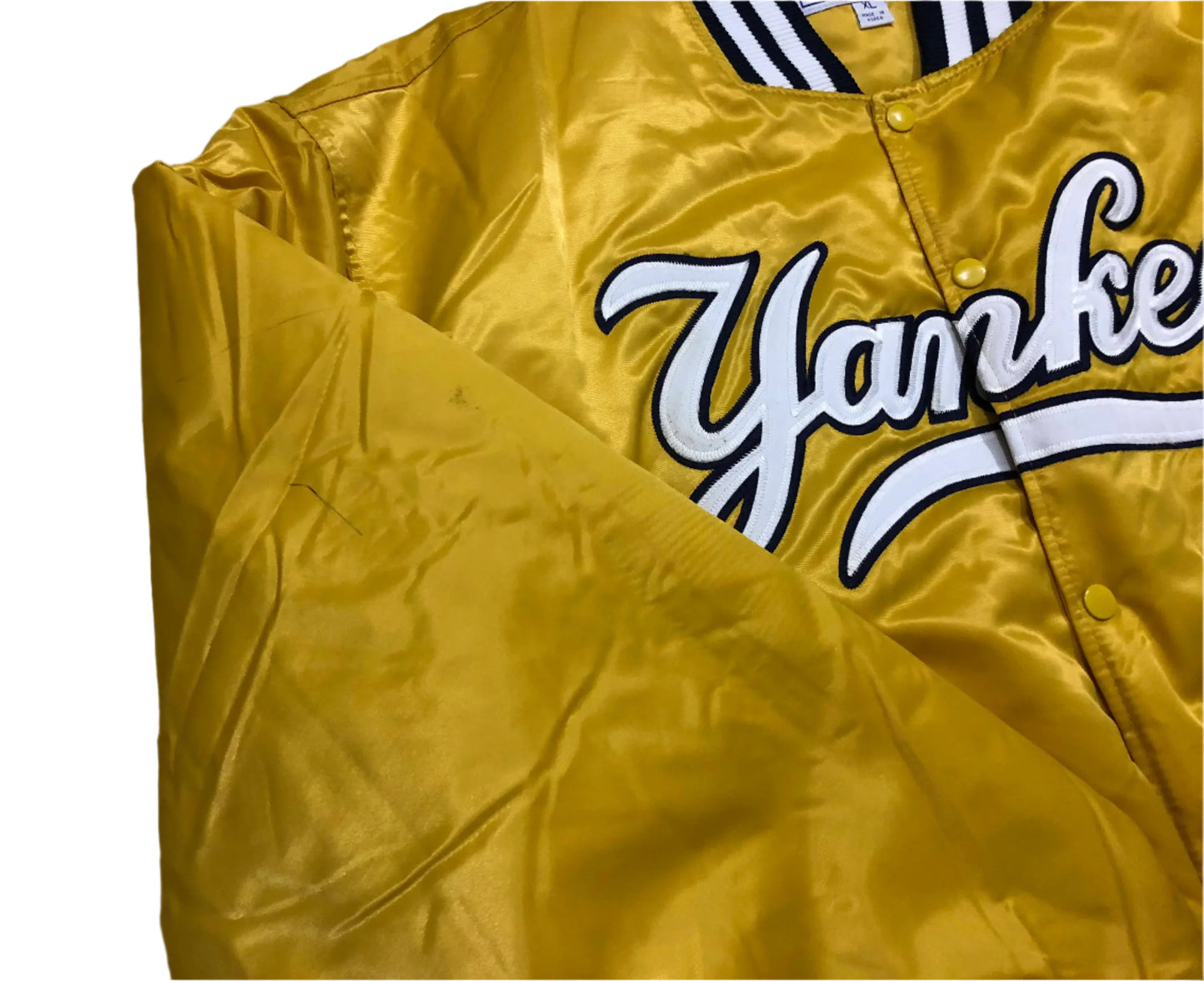 New York Yankees 90s yellow Satin Bomber Varsity Jacket For Men-02