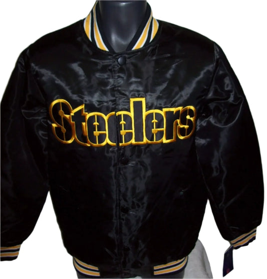 PITTSBURGH STEELERS Traditional STARTER Snap Down Jacket BLACK