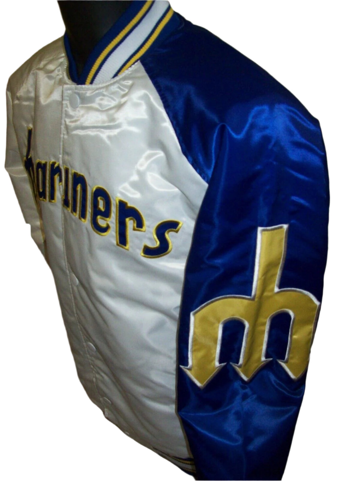 Veste Mariners Seattle MLB Starter Snap Dowj veste  BLANC avec garniture bleue