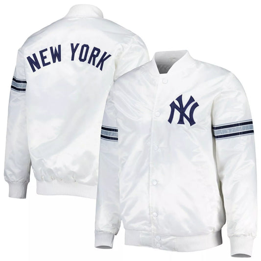 MLB NY Yankees Men's Bomber Style Multi-color Satin Lettermen Varsity Jacket